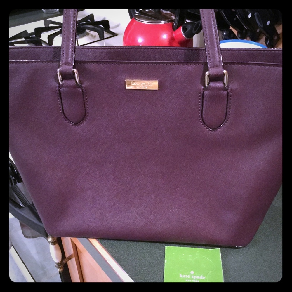 kate spade Plum Saffiano Leather Tote Satchel